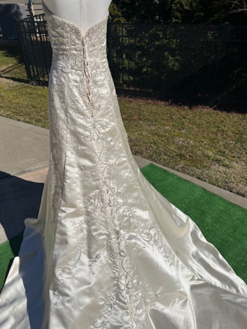 NWT Maggio Sotterio Strapless Satin Gown – Champagne & Pewter – Size 10 - Picture 14 of 16